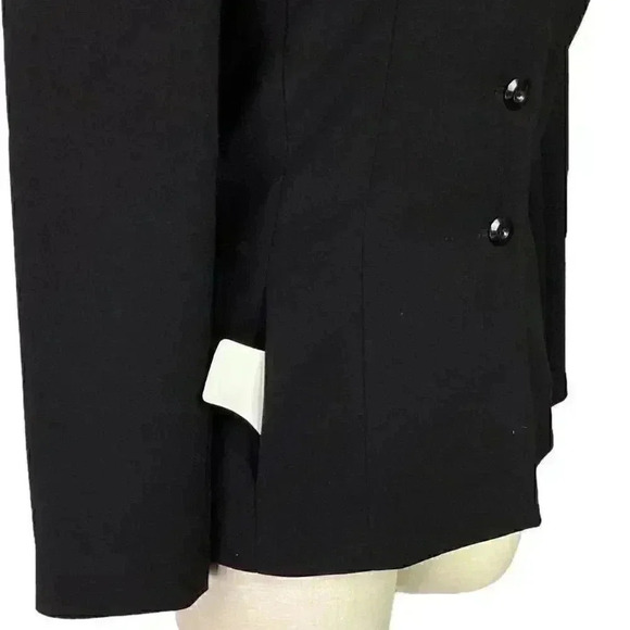 Collections Le Suit Women 10 Notch Collar 3 Button Blazer Jacket Black Pockets - Picture 4 of 6